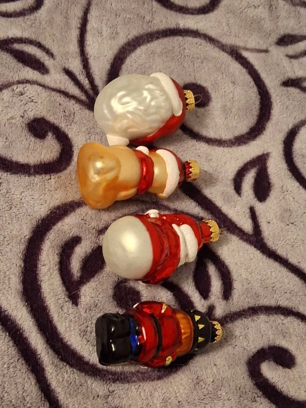 Vintage Blown Glass Santa Claus Snowman Nutcracker Hanging Christmas Ornaments